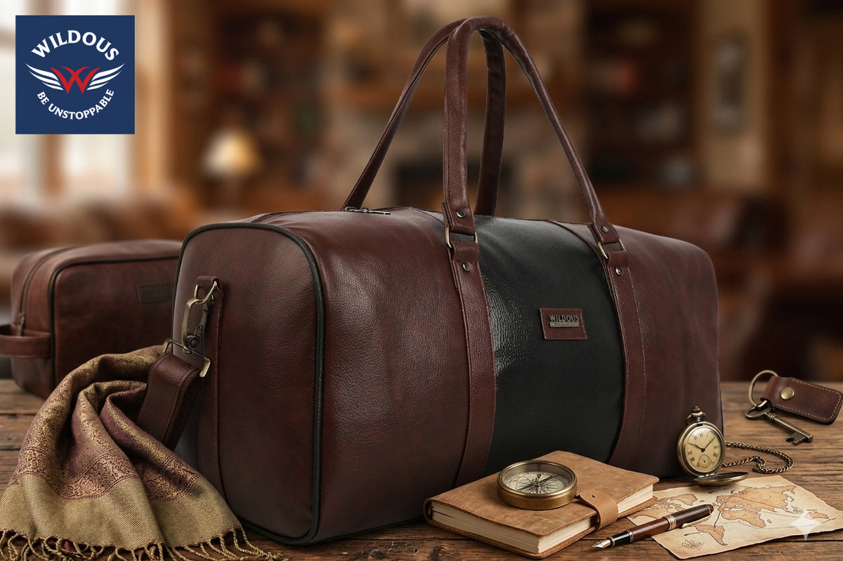 Wildous Orin 31 Litre Spacious Duffle Bag | Travel & Gym Bag Brown & Tan