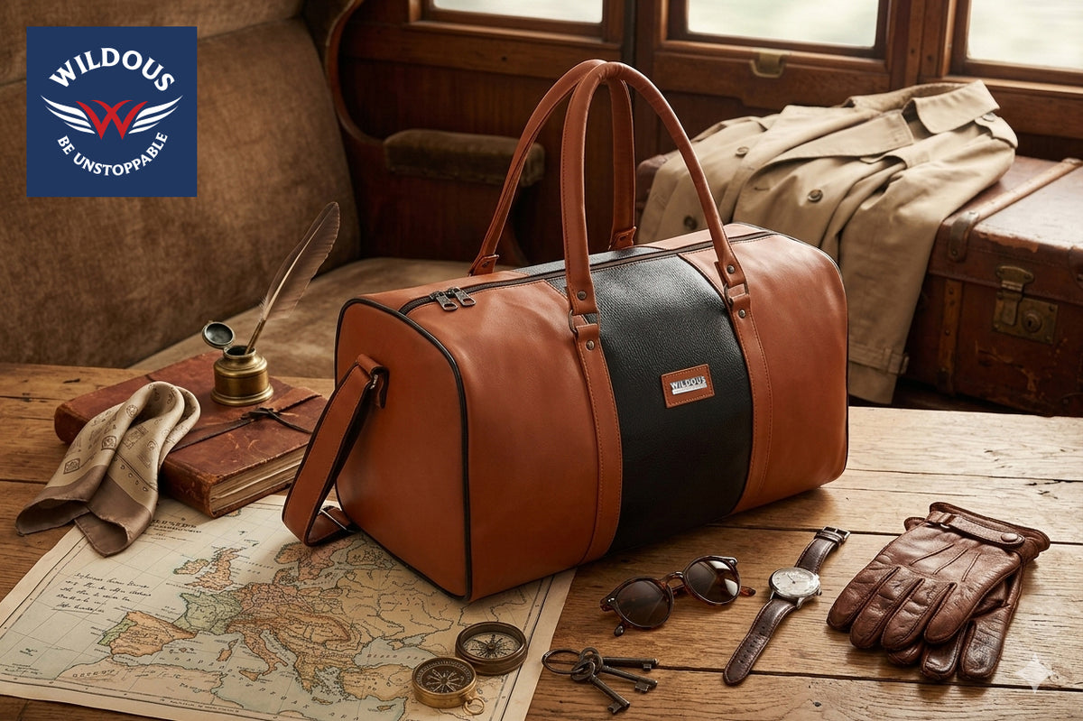 Wildous Orin 31 Litre Spacious Duffle Bag | Travel & Gym Bag Brown & Tan