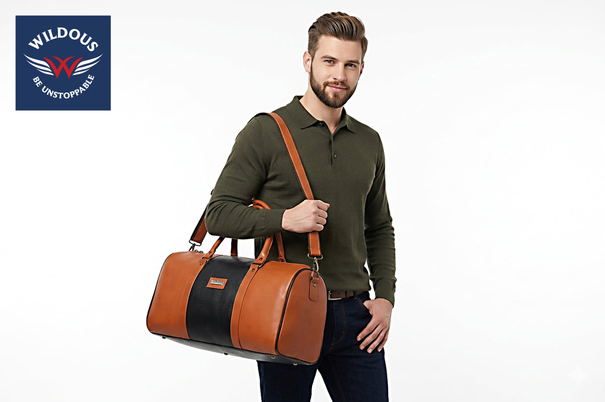 Wildous Orin 31 Litre Spacious Duffle Bag | Travel & Gym Bag Brown & Tan