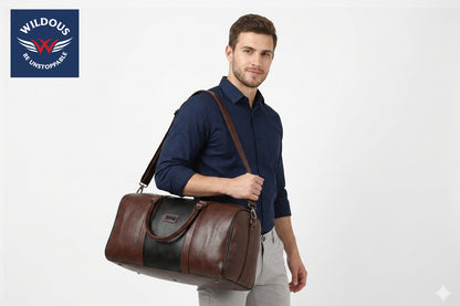 Wildous Orin 31 Litre Spacious Duffle Bag | Travel & Gym Bag Brown & Tan