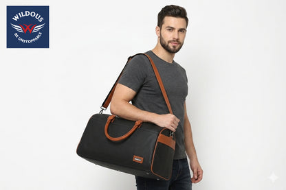 Wildous Ridge Premium Duffle Bag | Spacious Travel & Gym Bag Black