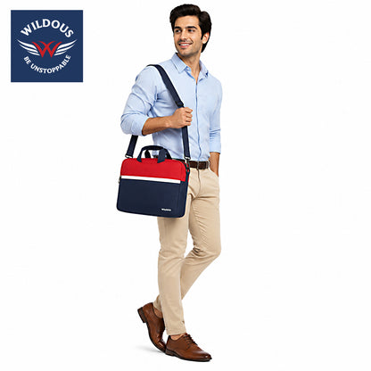 Wildous Soro Messenger Laptop Bag For Men & Women Red/Blue