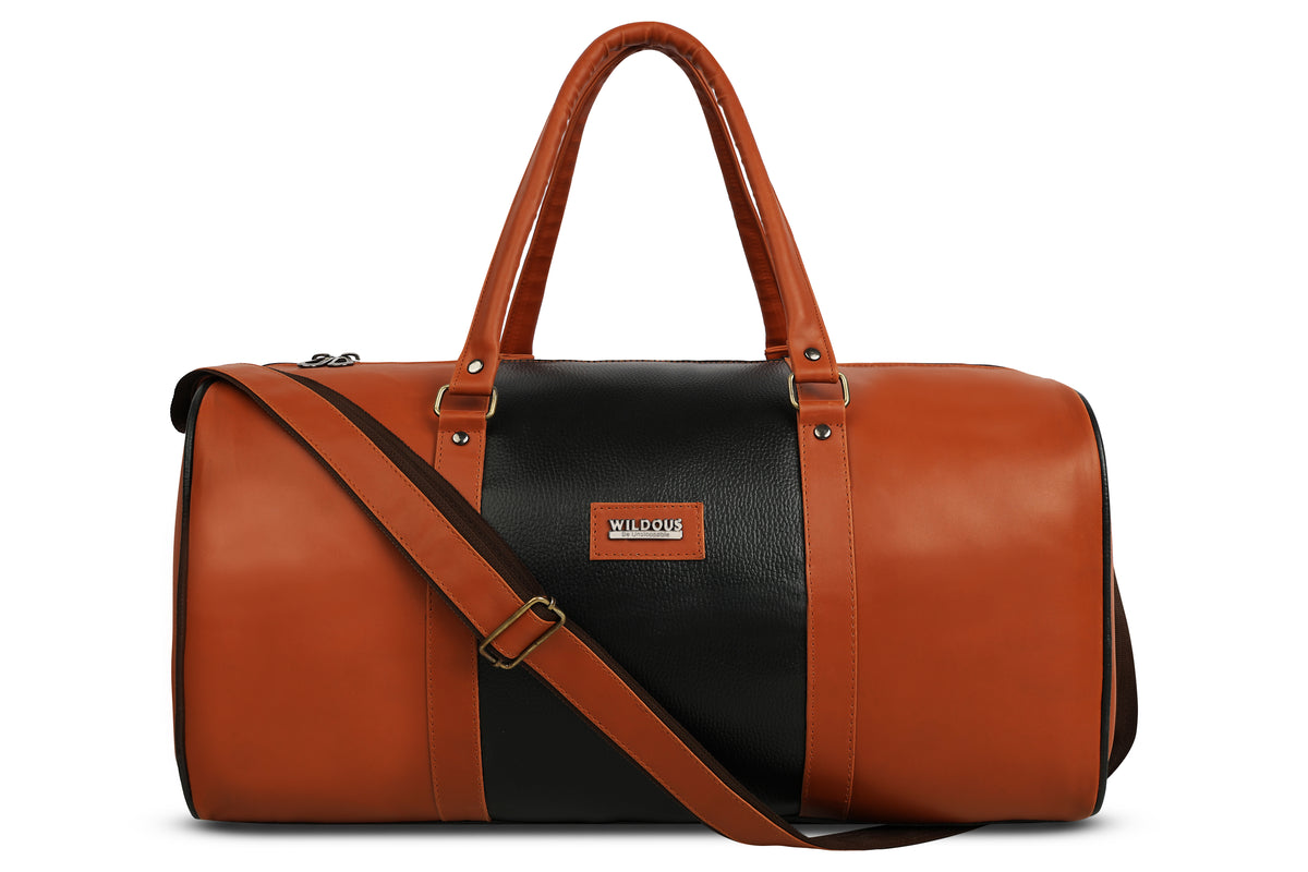 Wildous Orin 31 Litre Spacious Duffle Bag | Travel & Gym Bag Brown & Tan