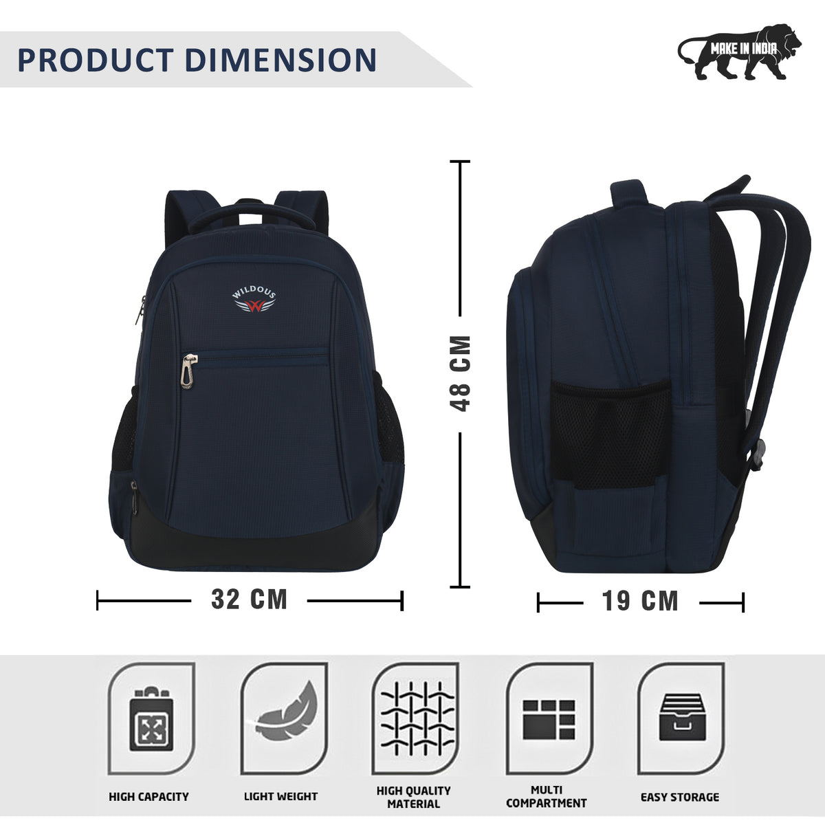 Wildous Genus 15.6 Inc Laptop Backpack 29 L Navy