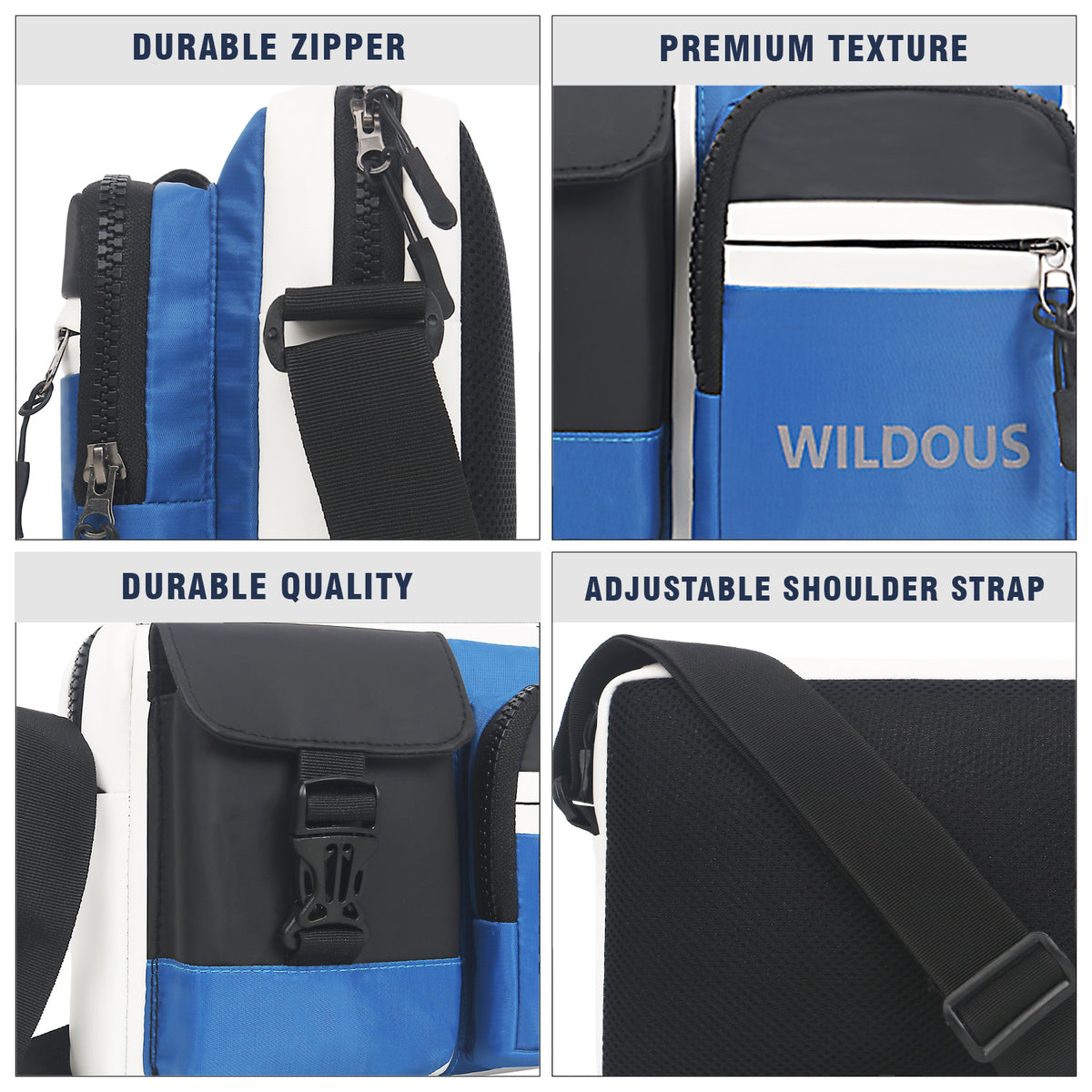 Wildous Axis Messenger Bag – Black & Blue