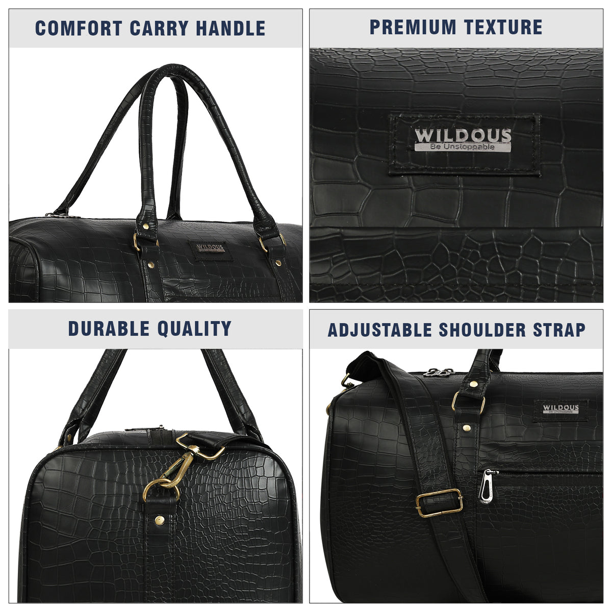 Wildous Smith Premium Duffle Bag, Travel, Gym & Weekend 31L Bag For Men & Women
