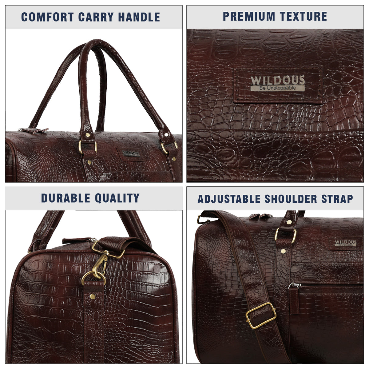 Wildous Smith Premium Duffle Bag, Travel, Gym & Weekend 31L Bag For Men & Women