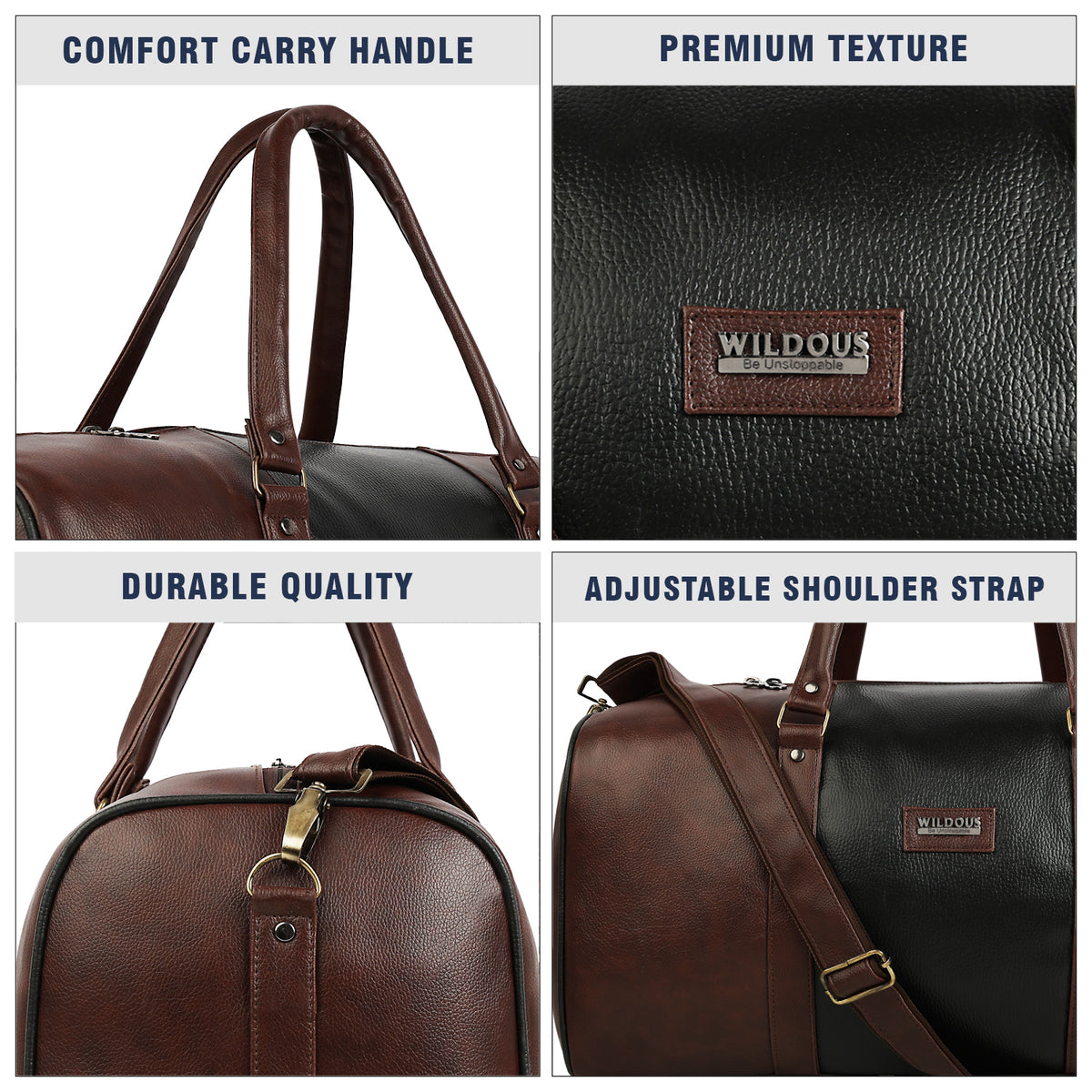 Wildous Orin 31 Litre Spacious Duffle Bag | Travel & Gym Bag Brown & Tan
