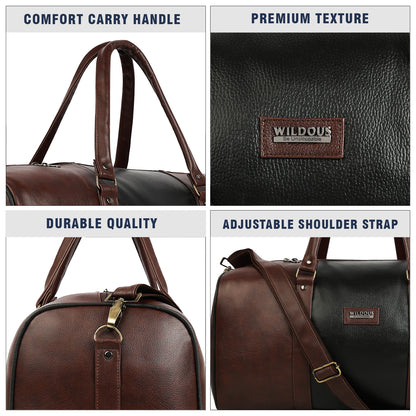 Wildous Orin 31 Litre Spacious Duffle Bag | Travel & Gym Bag Brown & Tan