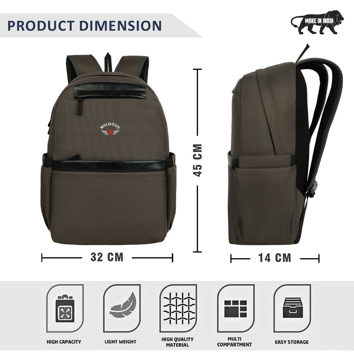 Wildous Vent Spacious & Functional Laptop Back Black