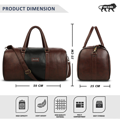 Wildous Orin 31 Litre Spacious Duffle Bag | Travel & Gym Bag Brown & Tan