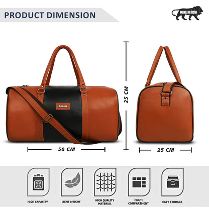 Wildous Orin 31 Litre Spacious Duffle Bag | Travel & Gym Bag Brown & Tan