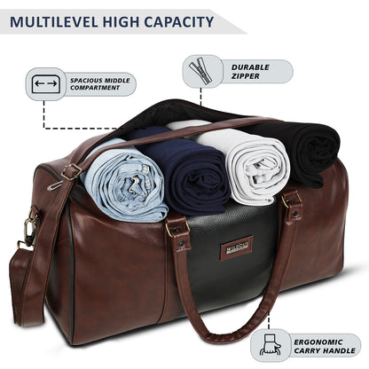 Wildous Orin 31 Litre Spacious Duffle Bag | Travel & Gym Bag Brown & Tan