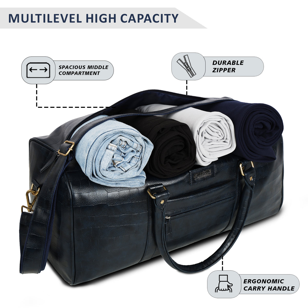Wildous Smith Premium Duffle Bag, Travel, Gym & Weekend 31L Bag For Men & Women
