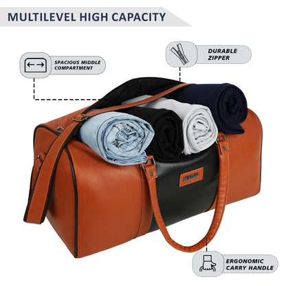 Wildous Orin 31 Litre Spacious Duffle Bag | Travel & Gym Bag Brown & Tan