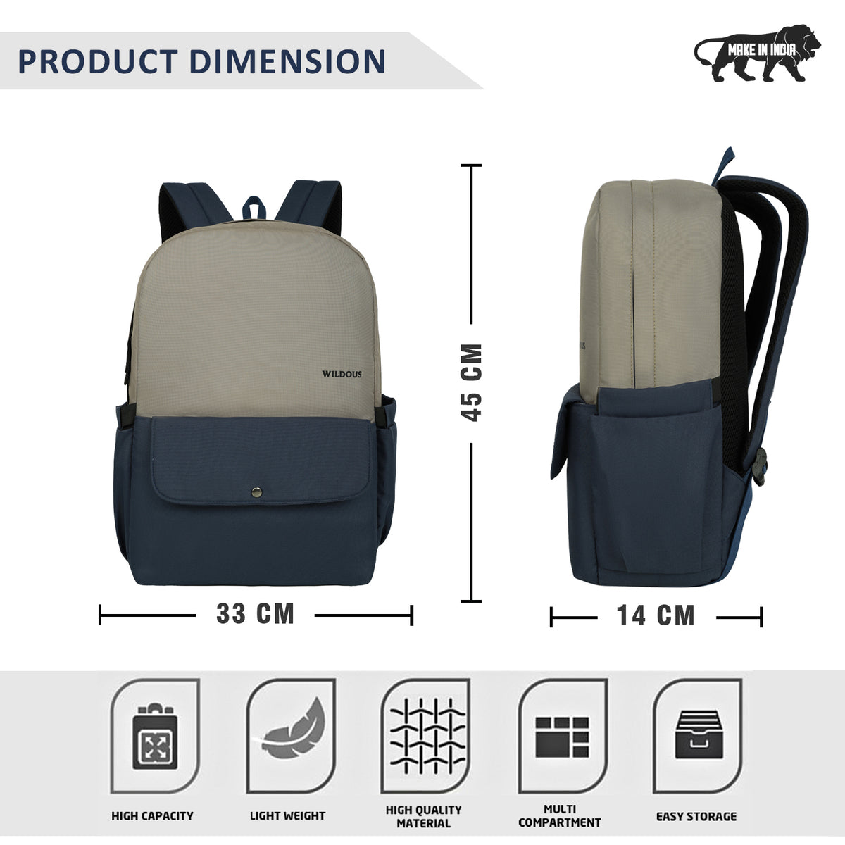 Wildous Axel Laptop Backpack – 15.6 Inch | Green & Grey